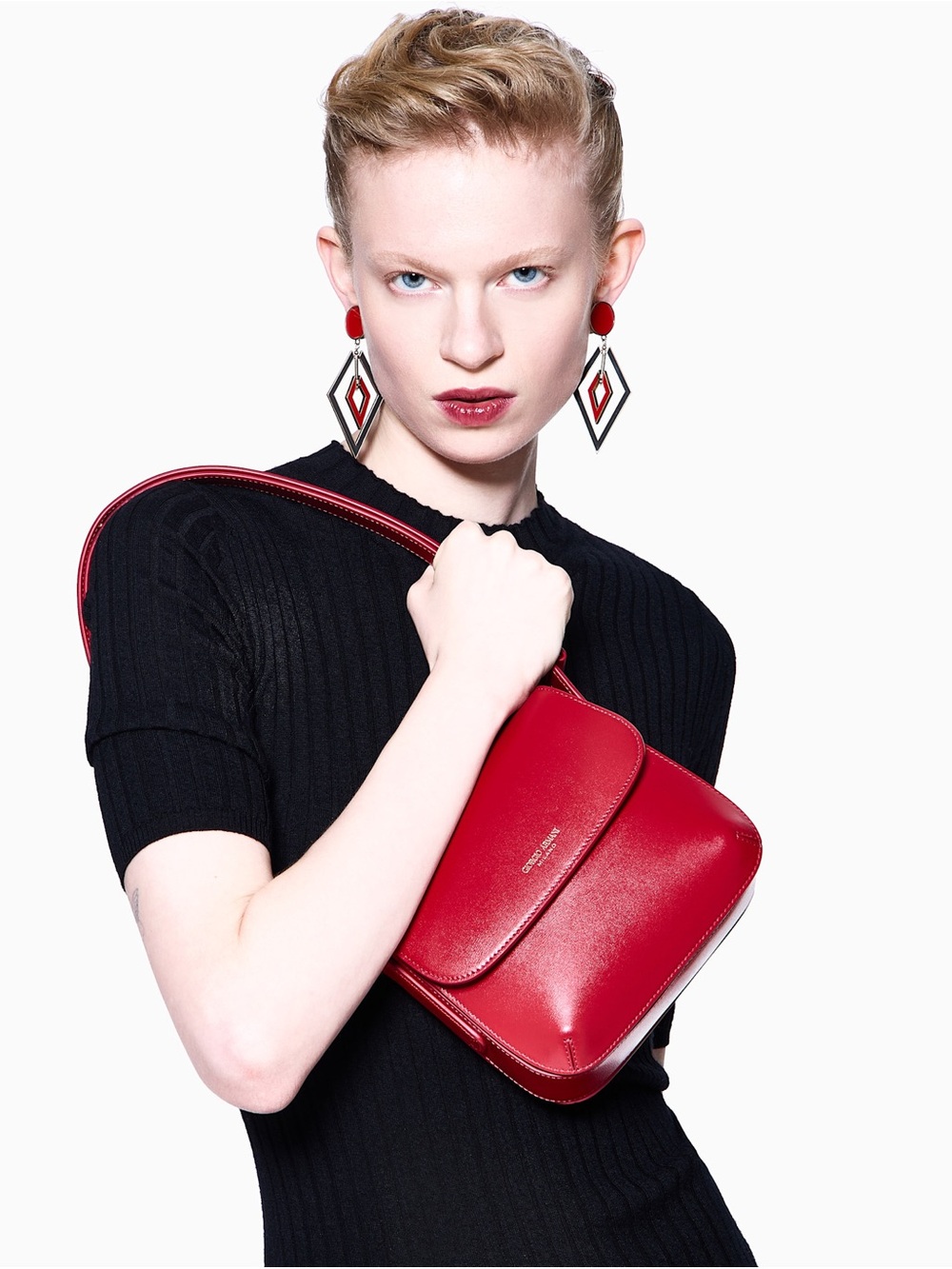 Giorgio Armani Red Leather La Prima Bag